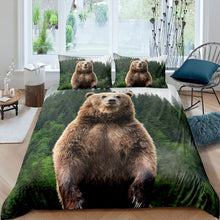 Load image into Gallery viewer, Bear Bedding Set 3D Brown Bear Print Duvet Cover for Kids Boys Teens Wild Animal Pattern Comforter Cover Wildlife forest Bedspread Cover,Room Decor 2/3Pcs Bedding