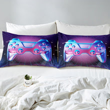 Load image into Gallery viewer, Teens Galaxy Gamepad Duvet Cover Kids Video Game Bedding Set for Boys Gamer Decor Comforter Cover Blue Purple Milky Way Bedspread Cover Modern Game Controller 2/3Pcs Zipper
