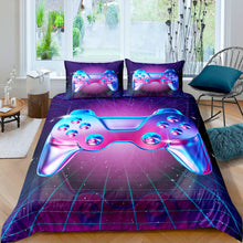 Load image into Gallery viewer, Teens Galaxy Gamepad Duvet Cover Kids Video Game Bedding Set for Boys Gamer Decor Comforter Cover Blue Purple Milky Way Bedspread Cover Modern Game Controller 2/3Pcs Zipper