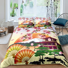 Load image into Gallery viewer, Japanese Ukiyoe Duvet Cover Set for Boys Girls Adults Lotus Pond Floral Print Comforter Cover Hokusai Pattern Bedding Set Exotic Style Quilt Cover,Room Decor 2/3Pcs Bedding