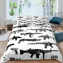Load image into Gallery viewer, Gun Duvet Cover Set for Kids Boys Teens 3D Guns Print Bedding Set Criminal Rifle Shotgun Comforter Cover Arms Ammunition Bedspread Cover,Room Decor 2/3Pcs Bedding