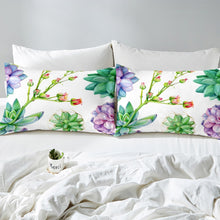 Load image into Gallery viewer, Boho Succulents Bedding Set for Kids Girls Adults Botanical Print Comforter Cover Tropical Plants Duvet Cover Blossom Flowers Quilt Cover,Room Decor 2/3Pcs Bedding