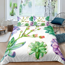 Load image into Gallery viewer, Boho Succulents Bedding Set for Kids Girls Adults Botanical Print Comforter Cover Tropical Plants Duvet Cover Blossom Flowers Quilt Cover,Room Decor 2/3Pcs Bedding