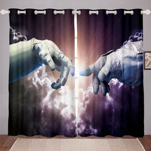 Load image into Gallery viewer, metsweet Astronauts Window Drapes For Kids Boys Girls,Astronaut Hands Glowing Galaxy Nebula Starry Sky Outer Space Curtain Panels,Decorative Sofa Window Treatments Ultra Soft,White Purple