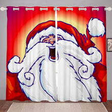 Load image into Gallery viewer, Santa Claus Window Treatments,White Beard Cartoon Watercolour Christmas Gifts Party Festival Theme Window Drapes,Decorative Sofa Curtain Panels Ultra Soft,Red