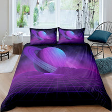 Load image into Gallery viewer, Outer Space Duvet Cover Set Kids Boys Girls Purple Galaxy Comforter Cover Universe Planets Bedding Set Space Adventure Quilt Cover,Room Decor 2/3Pcs Bedding