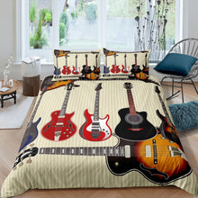 Load image into Gallery viewer, 3D Electric Guitar Duvet Cover Set Kids Boys Teens Rock Music Theme Bedding Set Musical Instrument Comforter Cover Luxury Stripe Bedspread Cover,Room Decor 2/3Pcs Bedding