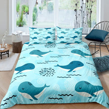 Load image into Gallery viewer, Cartoon Whale Bedding Set Kids Boys Girls Marine Life Ocean Wave Duvet Cover Child Sea Animal Print Comforter Cover Sealife Bedspread Cover,Room Decor 2/3Pcs Bedding