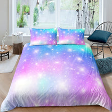 Load image into Gallery viewer, Girly Glitter Duvet Cover Set Kids Girls 3D Galaxy Starry Sky Comforter Cover Blue Purple Glitter Bedding Set Luxury Microfiber Quilt Cover,Room Decor 2/3Pcs Bedding