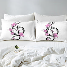 Load image into Gallery viewer, Luxury Girls Floral Print Comforter Cover Set Woman Blossom Flowers Duvet Cover Note Music Bedding Set Botanical Pattern Quilt Cover,Room Decor 2/3Pcs Bedding ,White