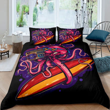 Load image into Gallery viewer, Octopus Duvet Cover Set Skateboard Radio Surfing Bedding Set for Kids Boys Teens Extreme Sport Theme Comforter Cover Hipster Bedspread Cover,Room Decor 2/3Pcs Bedding