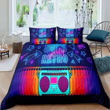 Load image into Gallery viewer, Retro Radio Duvet Cover Set Kids Boys Teens Rock Music Theme Comforter Cover Electronic Musical Instrument Bedding Set Hipster Quilt Cover,Room Decor 2/3Pcs Bedding