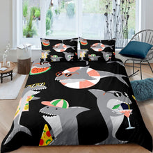 Load image into Gallery viewer, Kids Cartoon Shark Bedding Set Kids Boys Teens Cute Shark Print Comforter Cover Marine Life Ocean Theme Duvet Cover Summer Vacation Quilt Cover,Room Decor 2/3Pcs Bedding