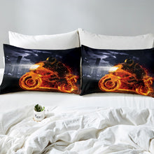 Load image into Gallery viewer, Death Motocross Rider Comforter Cover Set Kids Boys Teens Flame Motorcycle Bedding Set Extreme Sport Theme Duvet Cover 3D Dirt Bike Bedspread Cover,Room Decor 2/3Pcs Bedding