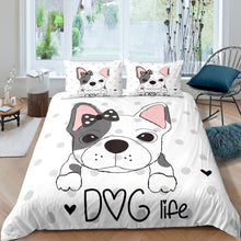 Load image into Gallery viewer, Puppy Dog Duvet Cover Set Kids Boys Girls Cartoon Pug Dog Bedding Set 3D Dog Print Comforter Cover Cute Animal Grey Dots Bedspread Cover,Room Decor 2/3Pcs Bedding