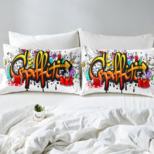 Load image into Gallery viewer, Graffiti Pattern Bedding Set Boys Teens Hippie Graffiti Style Duvet Cover Youth Hip Hop Street Culture Comforter Cover Graphic Wall Quilt Cover,Room Decor 2/3Pcs Bedding