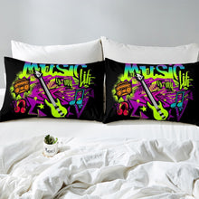 Load image into Gallery viewer, Hippie Graffiti Comforter Cover Set Kids Boys Teens Rock Music Theme Bedding Set Electric Guitar Radio Duvet Cover Music Notes Bedspread Cover,Room Decor 2/3Pcs Bedding