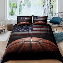 Load image into Gallery viewer, jejeloiu 3D Basketball Comforter Cover Set Sports Theme Bedding Set American Flag Print Duvet Cover Basketball Competition Bedspread Cover,Room Decor 2/3Pcs Bedding