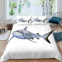 Load image into Gallery viewer, Shark Duvet Cover Set for Kids Boys Teens 3D Shark Print Comforter Cover Marine Life Ocean Wave Bedding Set Sea Animal Pattern Quilt Cover,Room Decor 2/3Pcs Bedding