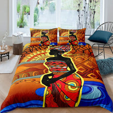 Load image into Gallery viewer, African Woman Bedding Set Girls Ethnic Afro Duvet Cover Adults Tribal Exotic Comforter Cover Chic African Bedspread Cover,Room Decor 2/3Pcs Bedding