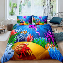 Load image into Gallery viewer, Kids Ocean Bedding Set Child Boys Girls Cartoon Animal Marine Life Comforter Cover Fish Jellyfish Coral Duvet Cover Underwater World Quilt Cover,Room Decor 2/3Pcs Bedding