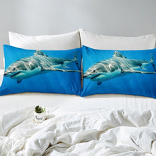 Load image into Gallery viewer, 3D Shark Bedding Set for Kids Boys Teens Marine Life Ocean Overlord Comforter Cover Sea Animal Print Duvet Cover Sealife Quilt Cover,Room Decor 2/3Pcs Bedding ,Blue