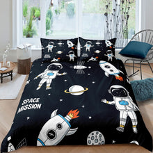 Load image into Gallery viewer, Galaxy Outer Space Bedding Set Kids Boys Girls Cartoon Astronaut Rocket Print Comforter Cover Universe Planets Duvet Cover Luxury Quilt Cover,Room Decor 2/3Pcs Bedding