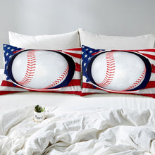 Load image into Gallery viewer, Baseball Comforter Cover Set for Kids Boys American Flag Bedding Set Teens Sports Theme Duvet Cover 3D Ball Pattern Bedspread Cover,Room Decor 2/3Pcs Bedding