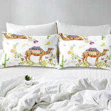 Load image into Gallery viewer, Camel Duvet Cover Set for Kids Boys Girls Cactus Floral Print Bedding Set Tropical Animals Pattern Comforter Cover Blossom Flowers Bedspread Cover,Room Decor 2/3Pcs Bedding