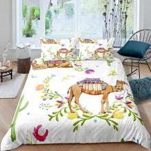 Load image into Gallery viewer, Camel Duvet Cover Set for Kids Boys Girls Cactus Floral Print Bedding Set Tropical Animals Pattern Comforter Cover Blossom Flowers Bedspread Cover,Room Decor 2/3Pcs Bedding