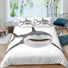 Load image into Gallery viewer, Shark Duvet Cover Set for Kids Boys Teens Marine Life Ocean Comforter Cover 3D Shark Print Bedding Set Sea Animal Pattern Quilt Cover,Room Decor 2/3Pcs Bedding