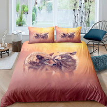 Load image into Gallery viewer, Wolf Couple Duvet Cover Set Wild Safari Print Bedding Set for Kids Boys Teens 3D Wolf Comforter Cover Cool Wildlife Style Bedspread Cover,Room Decor 2/3Pcs Bedding