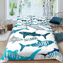 Load image into Gallery viewer, Kids Comforter Cover Set Boys Girls Cartoon Shark Print Duvet Cover Ocean Marine Life Bedding Set Sea Animal Pattern Quilt Cover,Room Decor 2/3Pcs Bedding