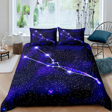 Load image into Gallery viewer, Galaxy Outer Space Bedding Set Kids Boys Girls Constellation Theme Duvet Cover Blue Starry Sky Comforter Cover Universe Astronomical Quilt Cover,Room Decor 2/3Pcs Bedding