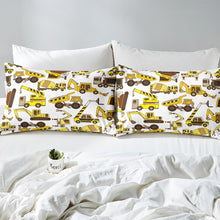 Load image into Gallery viewer, Kids Construction Comforter Cover Set Heavy Machinery Truck Crane Excavator Duvet Cover Cartoon Vehicle Bedding Set Lightweight Quilt Cover,Room Decor 2/3Pcs Bedding