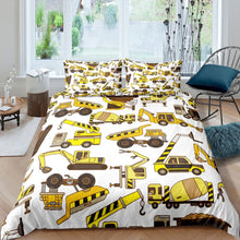 Load image into Gallery viewer, Kids Construction Comforter Cover Set Heavy Machinery Truck Crane Excavator Duvet Cover Cartoon Vehicle Bedding Set Lightweight Quilt Cover,Room Decor 2/3Pcs Bedding