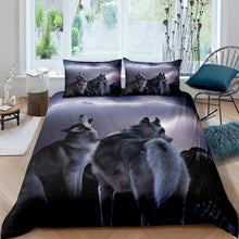 Load image into Gallery viewer, Wolf Bedding Set Boys Teens 3D Wolf Print Comforter Cover Kids Youth Wild Animal Pattern Duvet Cover Luxury Wildlife Style Quilt Cover,Room Decor 2/3Pcs Bedding