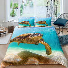 Load image into Gallery viewer, Sea Turtle Duvet Cover Set Kids Boys Teens 3D Tortoise Print Comforter Cover Marine Ocean Theme Bedding Set Underwater Sealife Quilt Cover,Room Decor 2/3Pcs Bedding