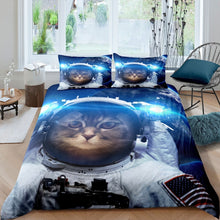 Load image into Gallery viewer, Astronaut Comforter Cover Set for Kids Boys Girls 3D Cat Print Bedding Set Galaxy Outer Space Duvet Cover Animal Pattern Bedspread Cover,Room Decor 2/3Pcs Bedding