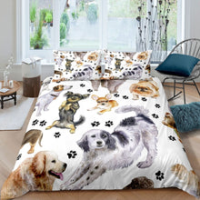 Load image into Gallery viewer, Puppy Dog Duvet Cover Set for Kids Boys Girls Lovely Dogs Print Bedding Set 3D Animal Pattern Comforter Cover Luxury Hypoallergenic Quilt Cover,Room Decor 2/3Pcs Bedding