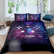 Load image into Gallery viewer, Gamer Duvet Cover Set Video Game Gamepad Bedding Set for Kids Boys Teens Console Games Comforter Cover Psychedelic Game Controller Bedspread,Room Decor 2/3Pcs Bedding