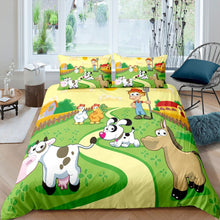 Load image into Gallery viewer, Kids Farmhouse Duvet Cover Set for Children Boys Girls Cartoon Animal Pattern Comforter Cover Cute Cow Dog Horse Print Bedding Set,Room Decor 2/3Pcs Bedding