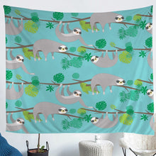 Load image into Gallery viewer, Kids Sloth Wall Blanket Cute Animal Pattern Tapestry Palm Leaf Wall Hanging for Boys Girls Children Room Decor Lightweight Cartoon Sloth Printed Wall Art Bedding Throw Blanket