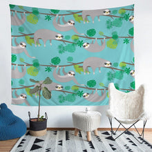 Load image into Gallery viewer, Kids Sloth Wall Blanket Cute Animal Pattern Tapestry Palm Leaf Wall Hanging for Boys Girls Children Room Decor Lightweight Cartoon Sloth Printed Wall Art Bedding Throw Blanket