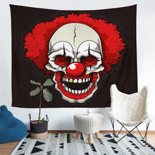 Load image into Gallery viewer, Horror Clown Wall Blanket Skull Pattern Tapestry Halloween Themed Wall Hanging for Boys Adults Children Bedroom Decor Scary Clown Pattern Wall Art Bedding Throw Blanket
