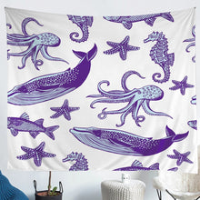 Load image into Gallery viewer, Octopus Wall Blanket Whale Starfish Seahorse Tapestry Ocean Creature Themed Wall Hanging for Boys Girls Children Bedroom Decor Marine Cartoon Sealife Wall Art Bedding Throw Blanket