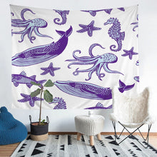 Load image into Gallery viewer, Octopus Wall Blanket Whale Starfish Seahorse Tapestry Ocean Creature Themed Wall Hanging for Boys Girls Children Bedroom Decor Marine Cartoon Sealife Wall Art Bedding Throw Blanket