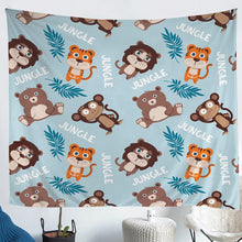 Load image into Gallery viewer, Kids Tiger Tapestry for Girls Boys Children Monkey Lion Bear Wall Hanging Decorative Cute Cartoon Wild Animal Wall Blanket Lovely Wildlife Wall Art Palm Leaf Picnic Sheet