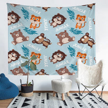 Load image into Gallery viewer, Kids Tiger Tapestry for Girls Boys Children Monkey Lion Bear Wall Hanging Decorative Cute Cartoon Wild Animal Wall Blanket Lovely Wildlife Wall Art Palm Leaf Picnic Sheet