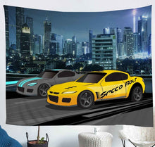Load image into Gallery viewer, Race Sports Car Wall Blanket Boys Extreme Sports Theme Tapestry Men Cool Car Automobile Style Wall Hanging for Kids Teens Modern City Building Decor Wall Art Bedding Throw Blanket